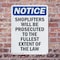 Signmission Shoplifters Will Be Prosecuted OSHA Notice Sign, Plastic, 7in W x 10in L, 2PK OS-2PACK-NS-P-710-V-16581 - alternate 4
